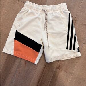 adidas Men’s Cream Shorts with Black and Orange Panels